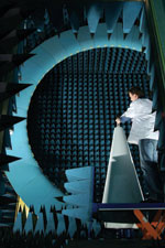 Figure 1. Antenna measurements being performed in anechoic chamber